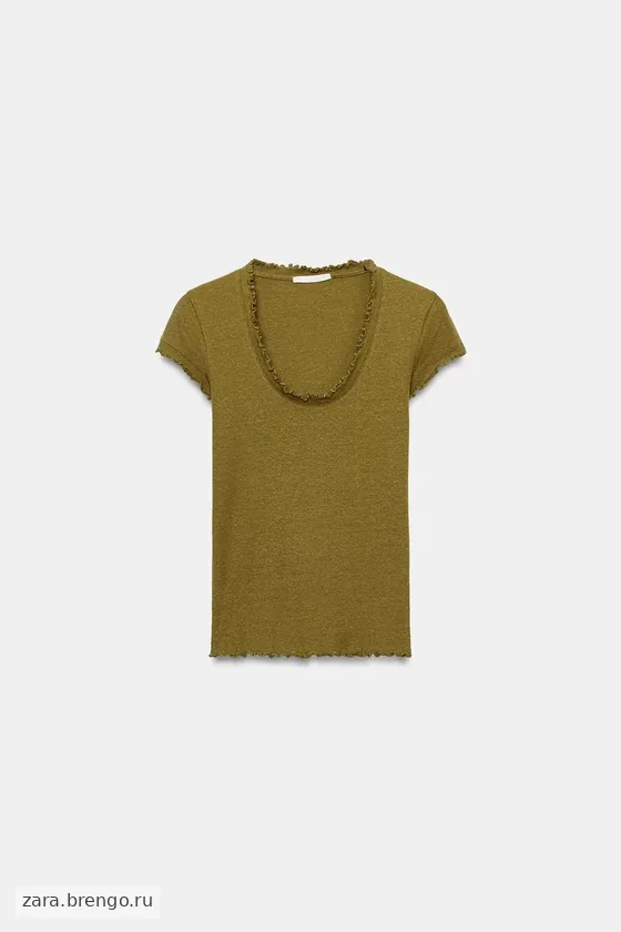 ФУТБОЛКА С КОРОТКИМИ РУКАВАМИ ИЗ СМЕСОВОГО ЛЬНА