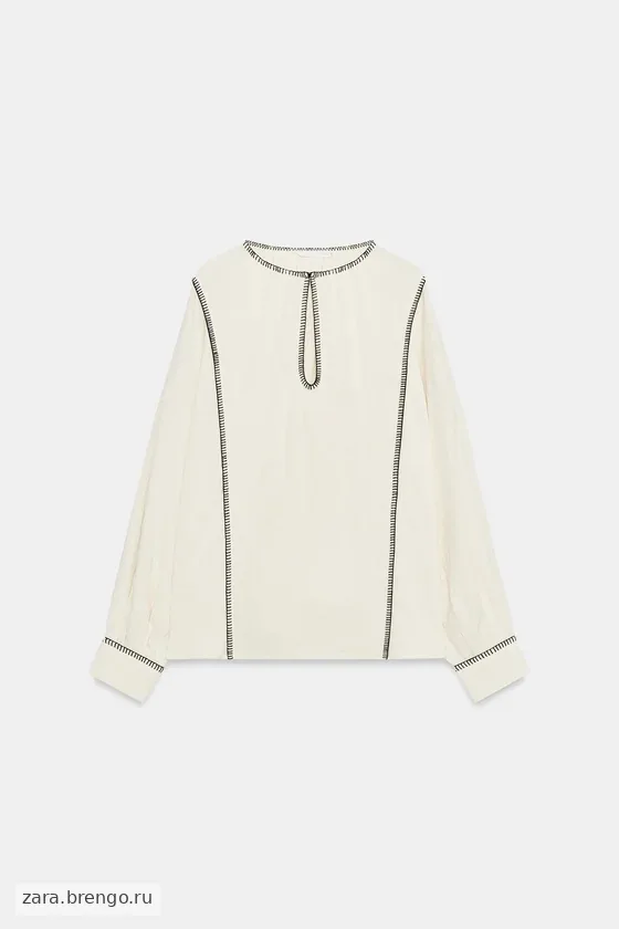 РУБАШКА В ДЕРЕВЕНСКОМ СТИЛЕ С ДЕКОРАТИВНОЙ СТРОЧКОЙ — коллекция Zara «ZW»