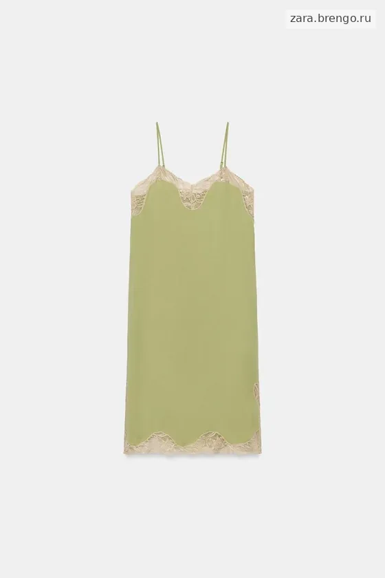 АТЛАСНОЕ ПЛАТЬЕ С КРУЖЕВОМ — коллекция Zara «ZW»