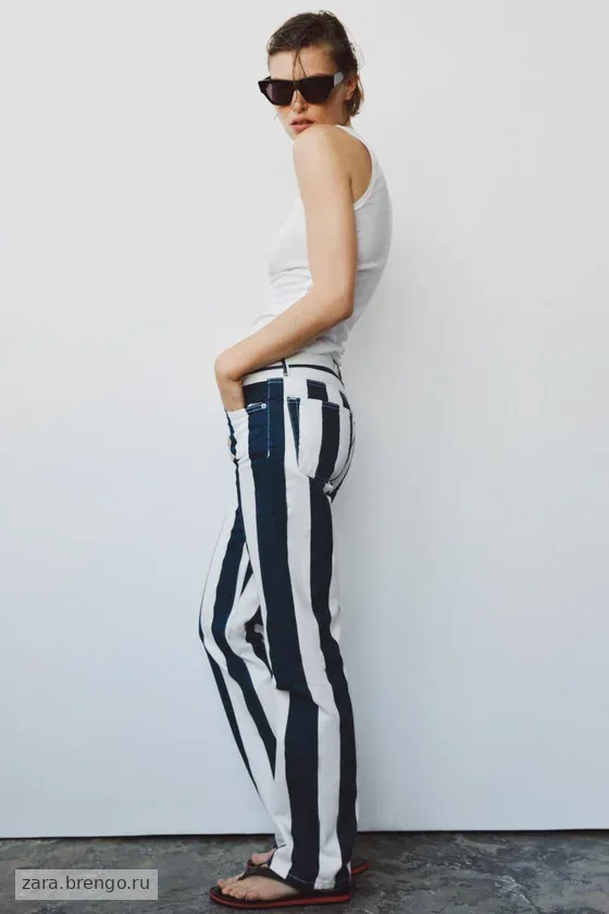 ДЖИНСЫ ПРЯМОГО КРОЯ В ПОЛОСКУ — коллекция Zara «ZW»