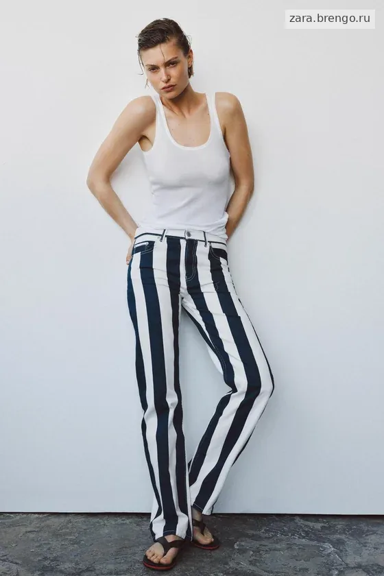 ДЖИНСЫ ПРЯМОГО КРОЯ В ПОЛОСКУ — коллекция Zara «ZW»