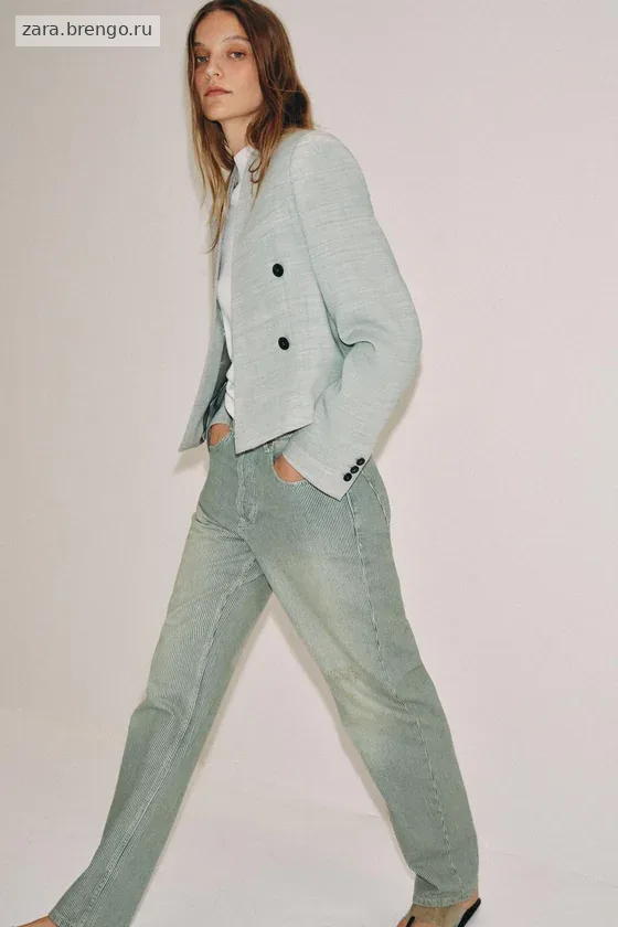 ДЖИНСЫ коллекция Zara «ZW» ПРЯМОГО КРОЯ В ПОЛОСКУ С НИЗКОЙ ПОСАДКОЙ