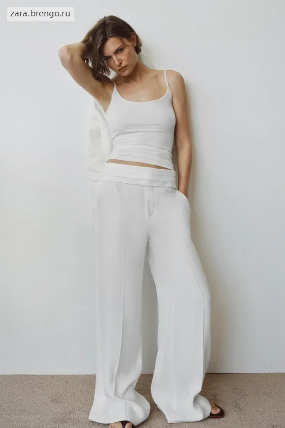 БРЮКИ ИЗ СМЕСОВОГО ЛЬНА С ПОЯСОМ-КОРСЕТОМ — коллекция Zara «ZW»
