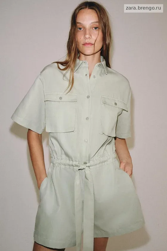 КОМБИНЕЗОН-РУБАШКА С ПОЯСОМ — коллекция Zara «ZW»