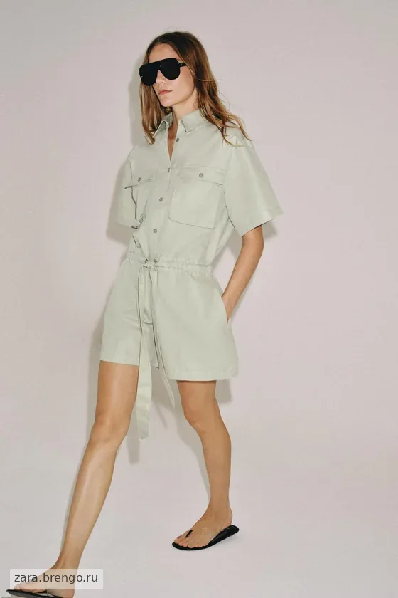 КОМБИНЕЗОН-РУБАШКА С ПОЯСОМ — коллекция Zara «ZW»