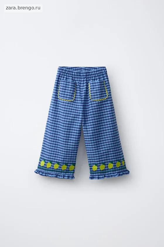 БРЮКИ-КЮЛОТЫ В КЛЕТКУ ВИШИ С ВЫШИВКОЙ ЛИМОНОВ CASA LAWA X ZARA KIDS