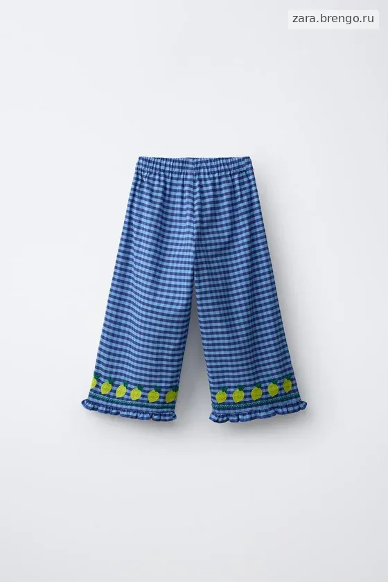 БРЮКИ-КЮЛОТЫ В КЛЕТКУ ВИШИ С ВЫШИВКОЙ ЛИМОНОВ CASA LAWA X ZARA KIDS