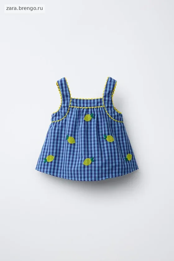 ТОП В КЛЕТКУ ВИШИ С ВЫШИВКОЙ «ЛИМОНЫ» — CASA LAWA X ZARA KIDS