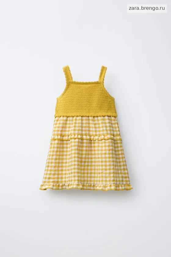 ТРИКОТАЖНОЕ ПЛАТЬЕ В КЛЕТКУ ВИШИ С ЛИМОНАМИ — CASA LAWA X ZARA KIDS