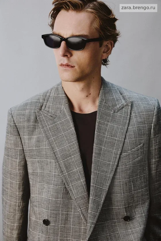 ДВУБОРТНЫЙ БЛЕЙЗЕР ИЗ ШЕРСТИ И ЛЬНА В КЛЕТКУ — Zara «Aaron Levine»