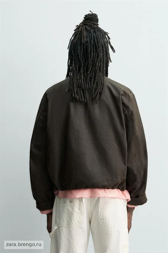УКОРОЧЕННАЯ КУРТКА Zara «Aaron Levine» С ЭФФЕКТОМ ВОЩЕНОЙ ТКАНИ