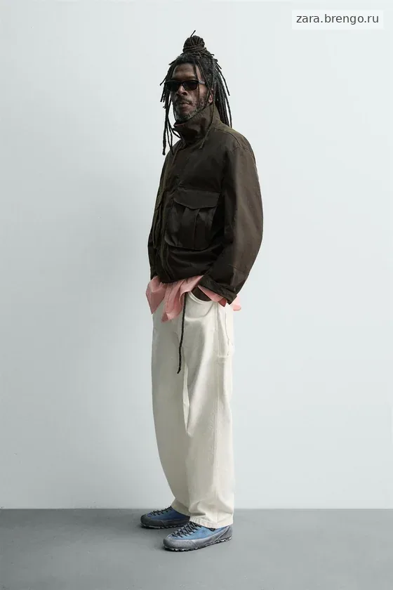УКОРОЧЕННАЯ КУРТКА Zara «Aaron Levine» С ЭФФЕКТОМ ВОЩЕНОЙ ТКАНИ