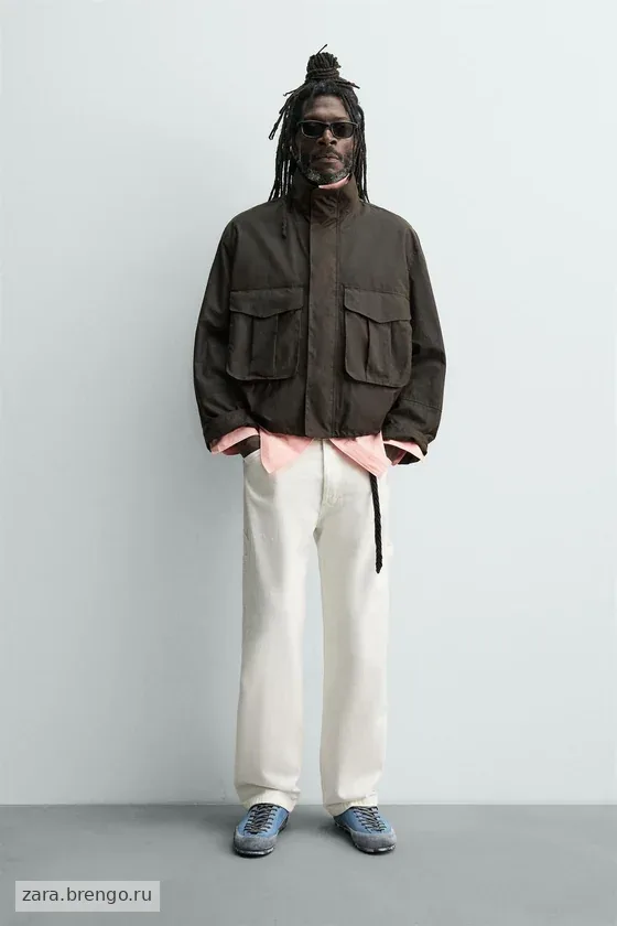 УКОРОЧЕННАЯ КУРТКА Zara «Aaron Levine» С ЭФФЕКТОМ ВОЩЕНОЙ ТКАНИ