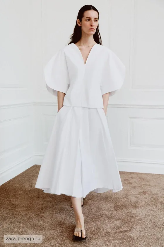 АСИММЕТРИЧНАЯ ЮБКА ИЗ ПОПЛИНА — коллекция Zara «ZW» лимитированная серия