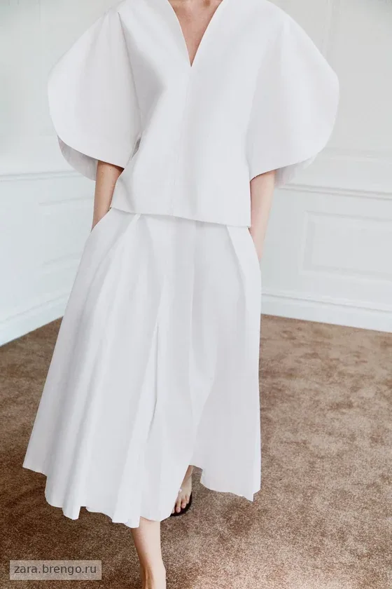 АСИММЕТРИЧНАЯ ЮБКА ИЗ ПОПЛИНА — коллекция Zara «ZW» лимитированная серия
