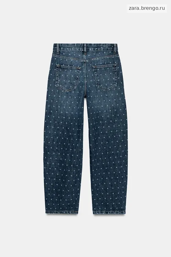 ЗАУЖЕННЫЕ ДЖИНСЫ СО СРЕДНЕЙ ПОСАДКОЙ И ПРИНТОМ В ГОРОШЕК — коллекция Zara «ZW»