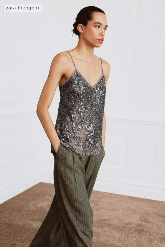 ТОП НА БРЕТЕЛЯХ С ПАЙЕТКАМИ — коллекция Zara «ZW»