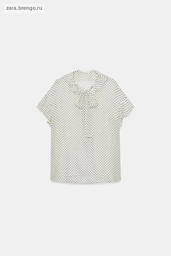 БЛУЗА С ЗАВЯЗКАМИ И ПРИНТОМ В ГОРОШЕК — коллекция Zara «ZW»