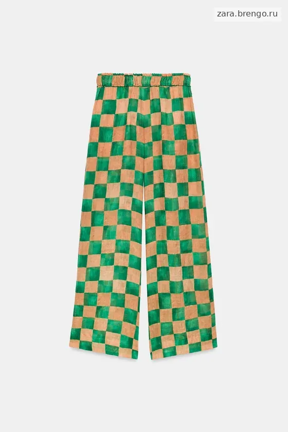 БРЮКИ ПАЛАЦЦО В КЛЕТКУ ИЗ РАМИ — коллекция Zara «ZW»