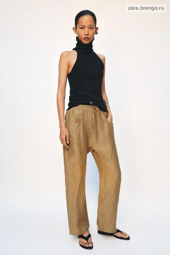 БРЮКИ ИЗ СМЕСОВОГО ЛЬНА — коллекция Zara «ZW»