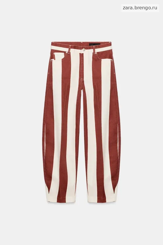 ДЖИНСЫ коллекция Zara «ZW» TAPERED В ПОЛОСКУ С ВЫСОКОЙ ПОСАДКОЙ