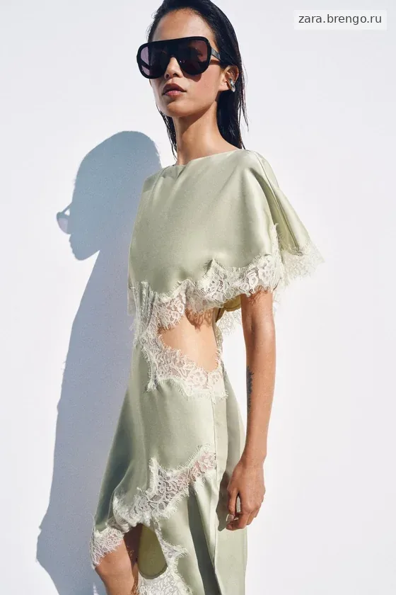 ПЛАТЬЕ МИДИ С ВЫРЕЗОМ И КРУЖЕВОМ — коллекция Zara «ZW»