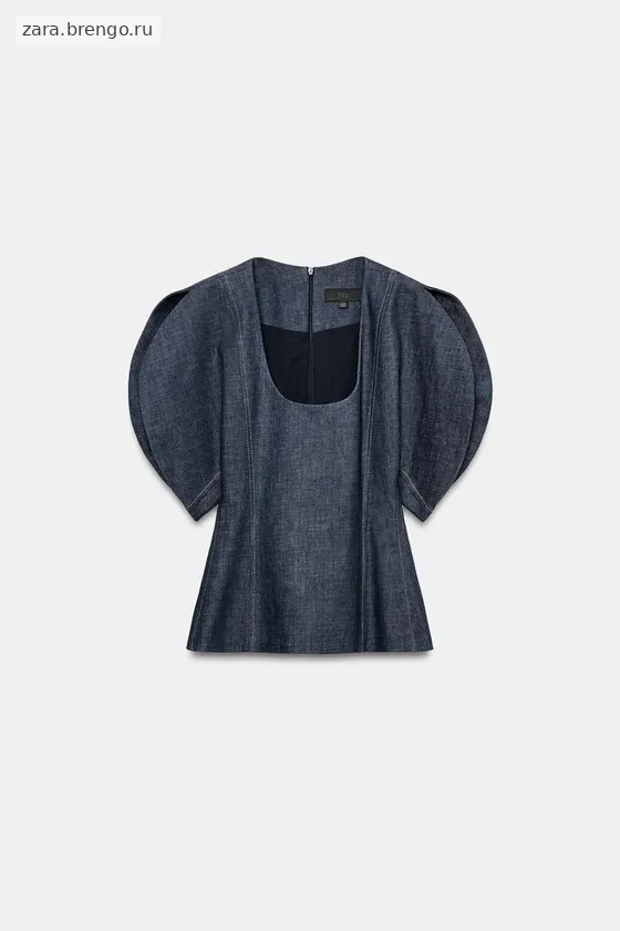 ДЖИНСОВАЯ БЛУЗА С ОБЪЕМНЫМИ РУКАВАМИ коллекция Zara «ZW»