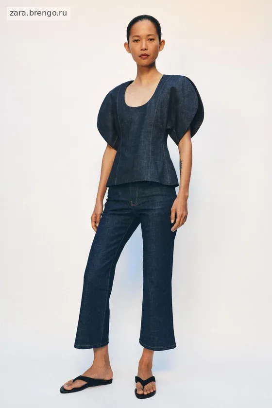 ДЖИНСОВАЯ БЛУЗА С ОБЪЕМНЫМИ РУКАВАМИ коллекция Zara «ZW»