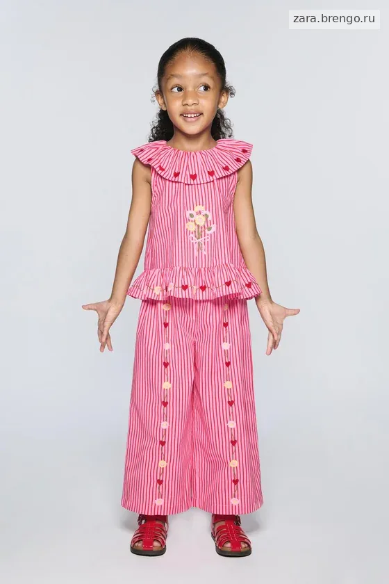 ТОП В ПОЛОСКУ С ВЫШИВКОЙ SISSEL EDELBO X ZARA KIDS