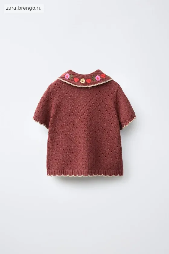 ТРИКОТАЖНОЕ ПОЛО С ЦВЕТОЧНОЙ ВЫШИВКОЙ SISSEL EDELBO X ZARA KIDS