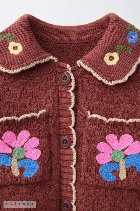 ТРИКОТАЖНОЕ ПОЛО С ЦВЕТОЧНОЙ ВЫШИВКОЙ SISSEL EDELBO X ZARA KIDS