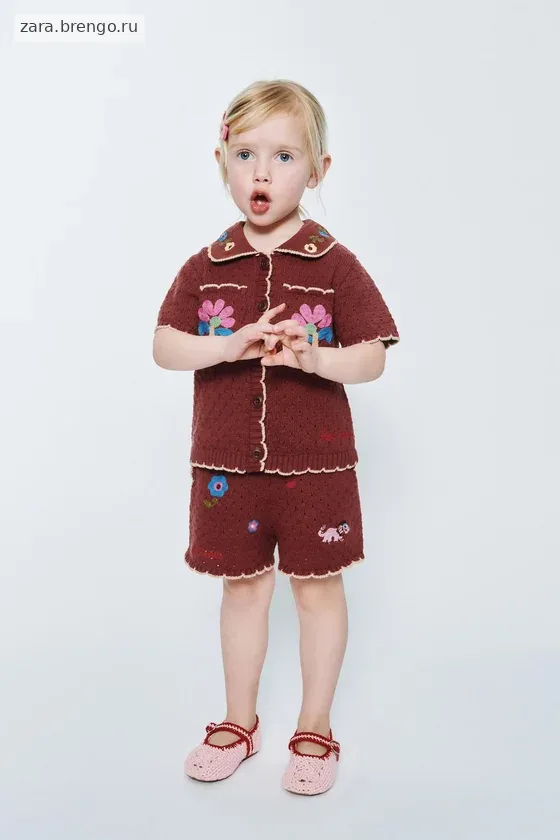ТРИКОТАЖНОЕ ПОЛО С ЦВЕТОЧНОЙ ВЫШИВКОЙ SISSEL EDELBO X ZARA KIDS