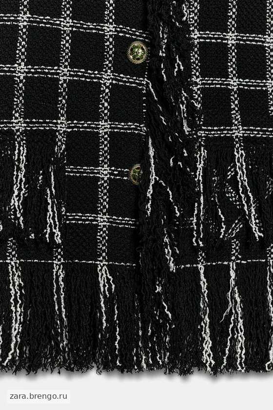КУРТКА В КЛЕТКУ С БАХРОМОЙ — коллекция Zara «ZW»