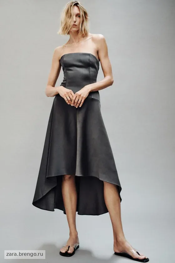АТЛАСНОЕ АСИММЕТРИЧНОЕ ПЛАТЬЕ коллекция Zara «ZW»