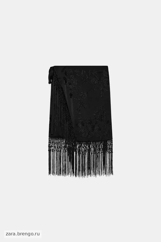 ЮБКА С ВЫШИВКОЙ И БАХРОМОЙ — коллекция Zara «ZW»