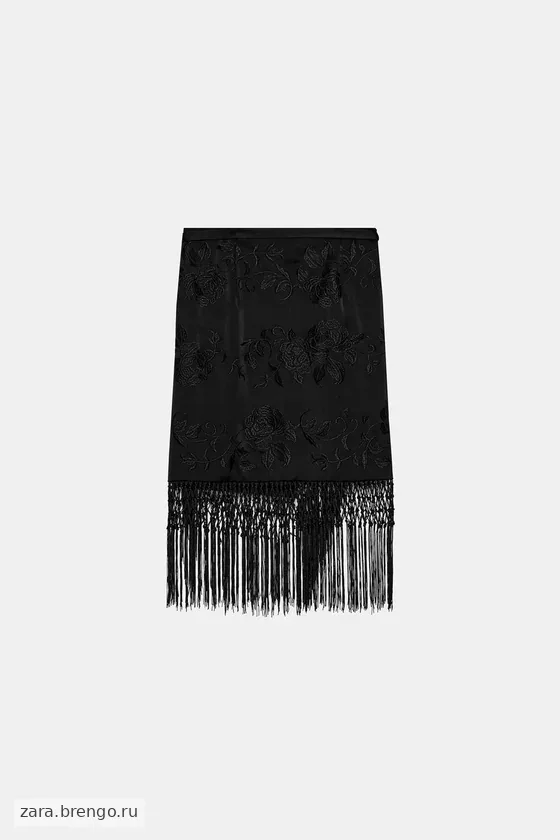 ЮБКА С ВЫШИВКОЙ И БАХРОМОЙ — коллекция Zara «ZW»