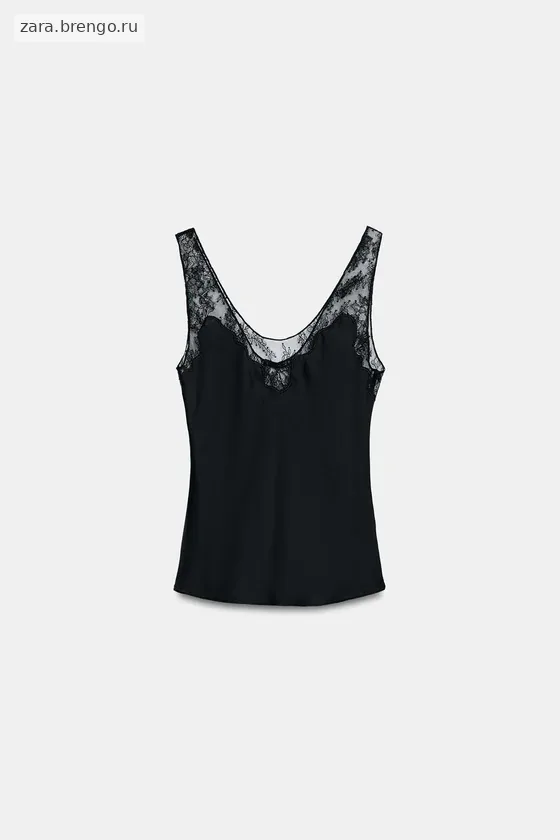 АТЛАСНЫЙ ТОП С КРУЖЕВОМ — коллекция Zara «ZW»