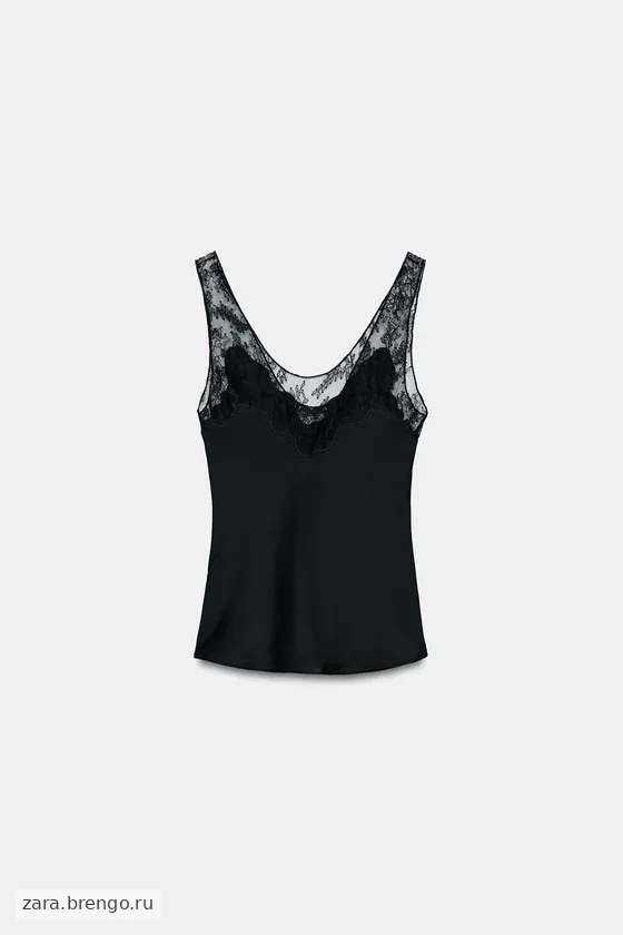 АТЛАСНЫЙ ТОП С КРУЖЕВОМ — коллекция Zara «ZW»