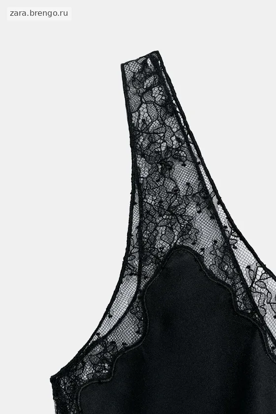 АТЛАСНЫЙ ТОП С КРУЖЕВОМ — коллекция Zara «ZW»
