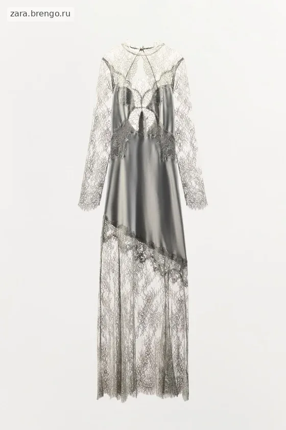 АТЛАСНОЕ ПЛАТЬЕ С КРУЖЕВОМ — коллекция Zara «ZW»