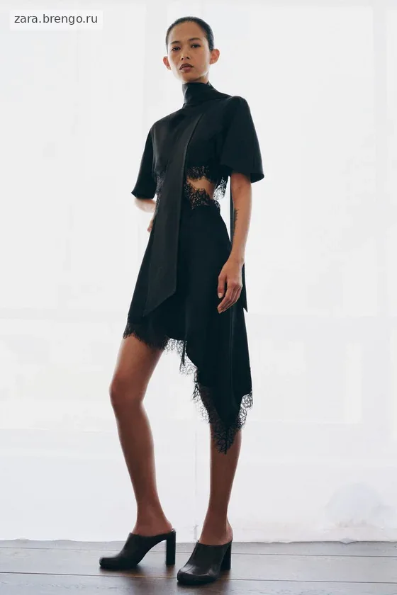 АТЛАСНОЕ ПЛАТЬЕ С КРУЖЕВОМ — коллекция Zara «ZW»