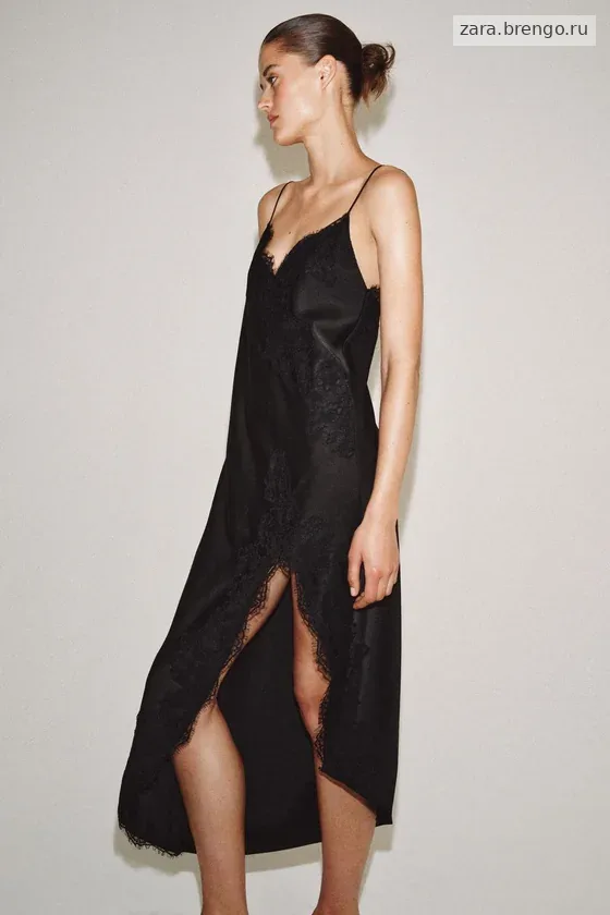 АТЛАСНОЕ ПЛАТЬЕ С КРУЖЕВОМ — коллекция Zara «ZW»