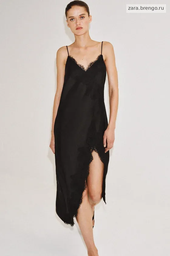 АТЛАСНОЕ ПЛАТЬЕ С КРУЖЕВОМ — коллекция Zara «ZW»