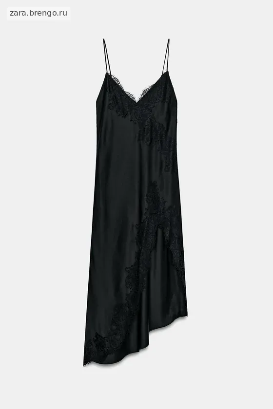 АТЛАСНОЕ ПЛАТЬЕ С КРУЖЕВОМ — коллекция Zara «ZW»