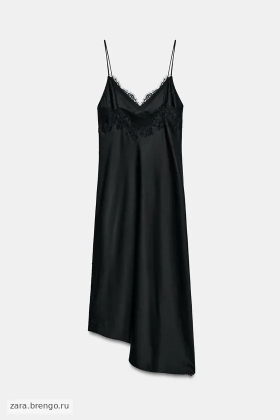 АТЛАСНОЕ ПЛАТЬЕ С КРУЖЕВОМ — коллекция Zara «ZW»