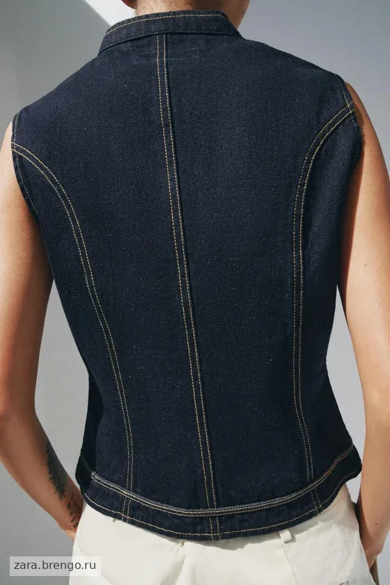ДЖИНСОВЫЙ ЖИЛЕТ С ДЕКОРАТИВНОЙ СТРОЧКОЙ — коллекция Zara «ZW»