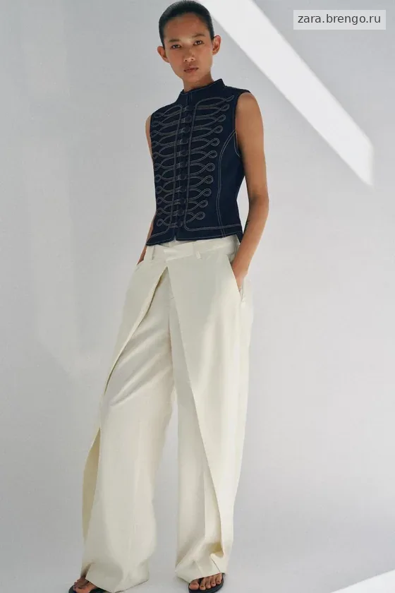ДЖИНСОВЫЙ ЖИЛЕТ С ДЕКОРАТИВНОЙ СТРОЧКОЙ — коллекция Zara «ZW»