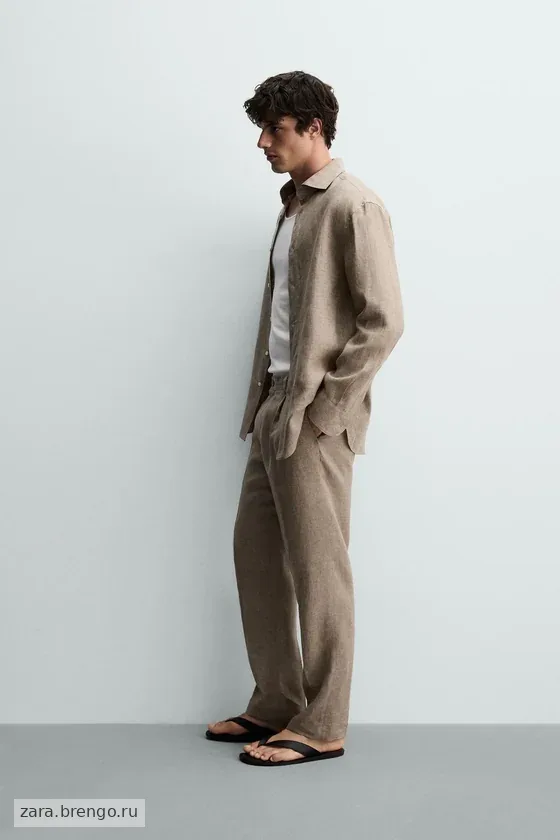 РУБАШКА КЛАССИЧЕСКОГО КРОЯ ИЗ 100% ЛЬНА