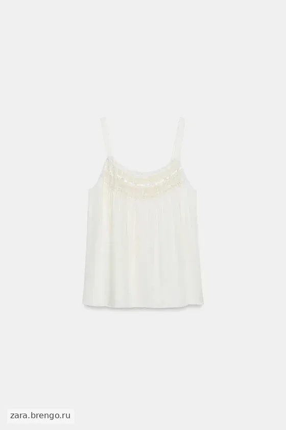 АТЛАСНЫЙ ТОП С КРУЖЕВОМ — коллекция Zara «ZW»