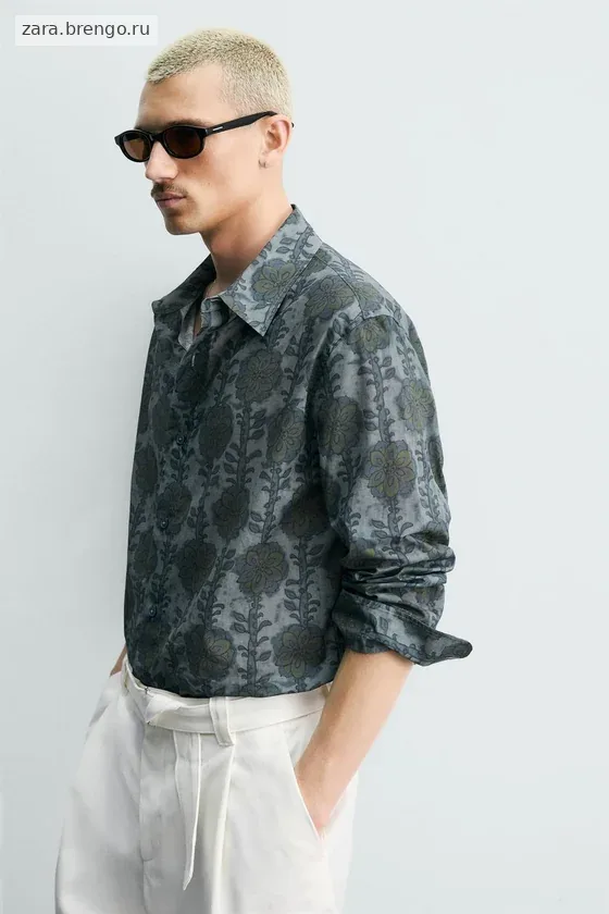 РУБАШКА  С ЦВЕТОЧНЫМ ПРИНТОМ
